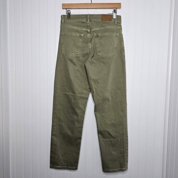 ZARA Women's Military Green Button Fly Hi Rise Jeans Size 4 Straight Ankle Crop - Picture 5 of 10